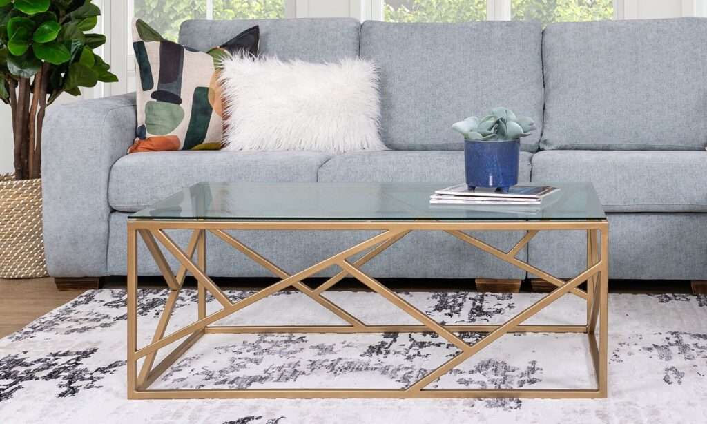 Glass and Metal Coffee Table