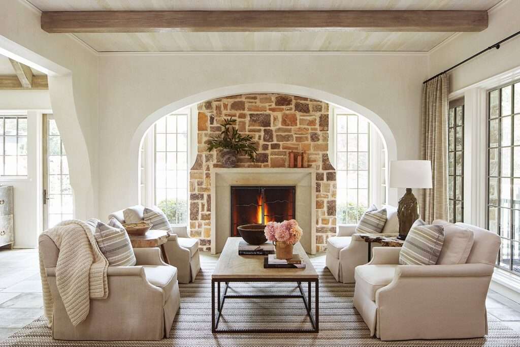 Stone Fireplace with Clean Lines