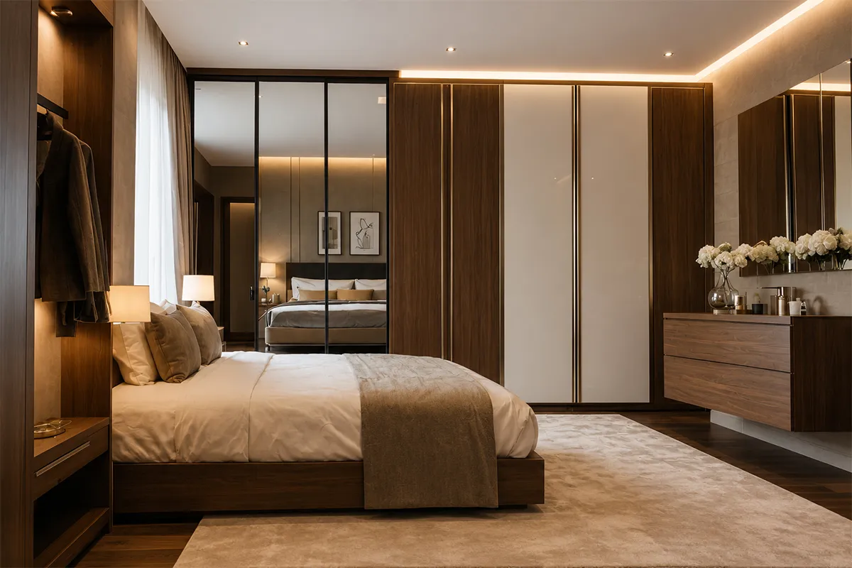 Spacious master bedroom design in Bangalore