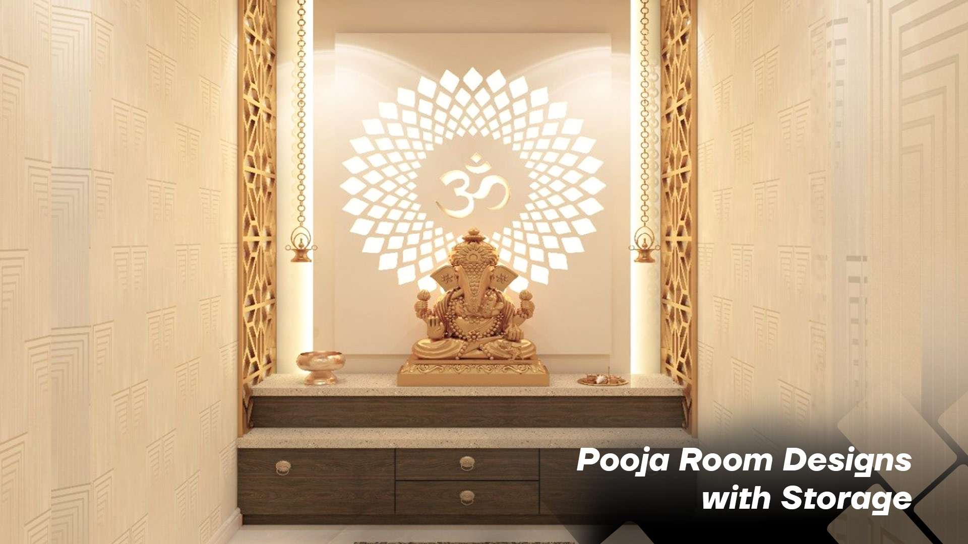 Pooja Room Designs with Storage