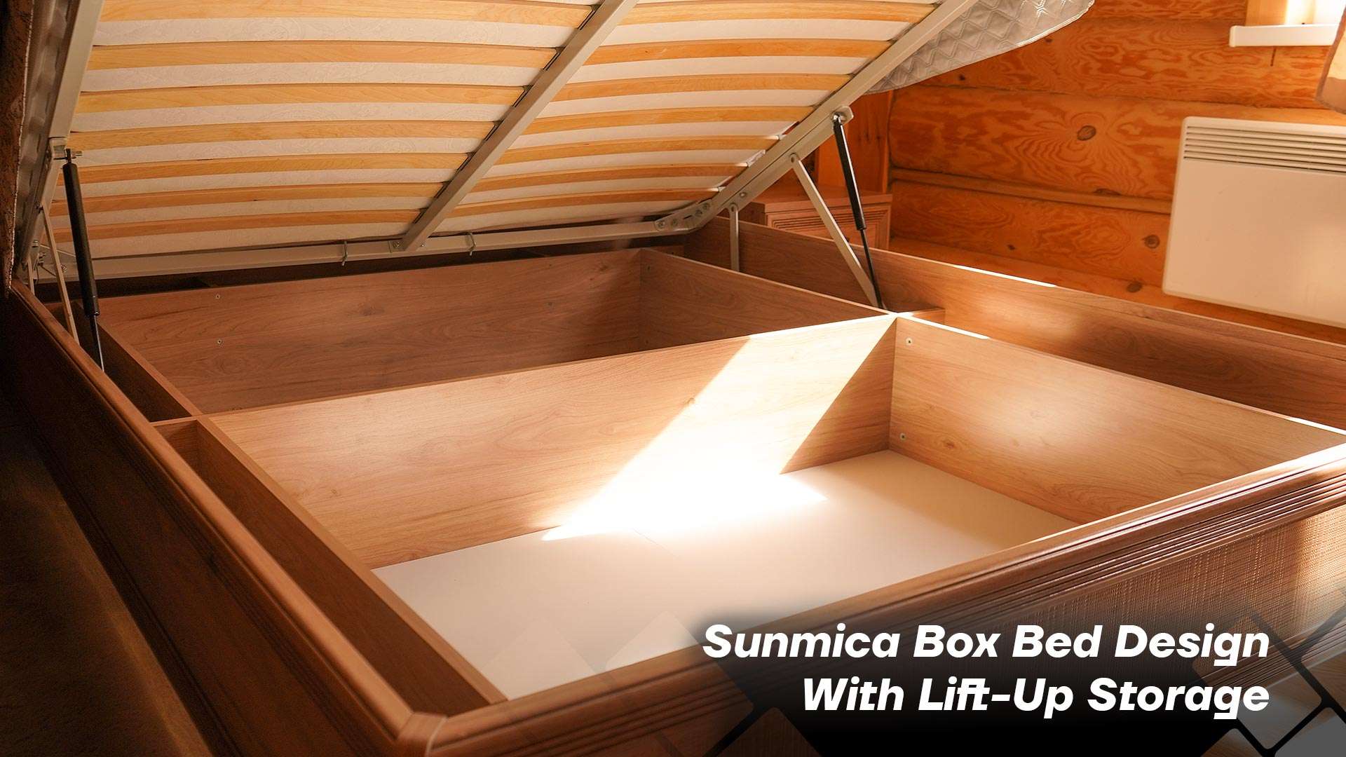 Sunmica Box Bed Design With Lift-Up Storage